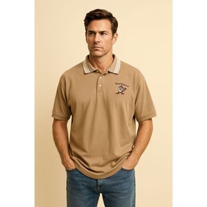 Vintage Warner Bros Studio Tour Tan Taz Polo Shirt Top   Mens Size Large